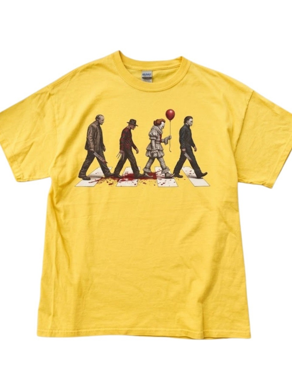 Yellow Graphic Horror-Theme Short Sleeve T-Shirt